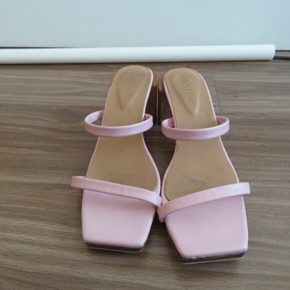 JAMES SMITH Sirenuse Strappy Leather Sandals Wood Block Heel Pastel Pink Size 8 - Picture 3 of 14